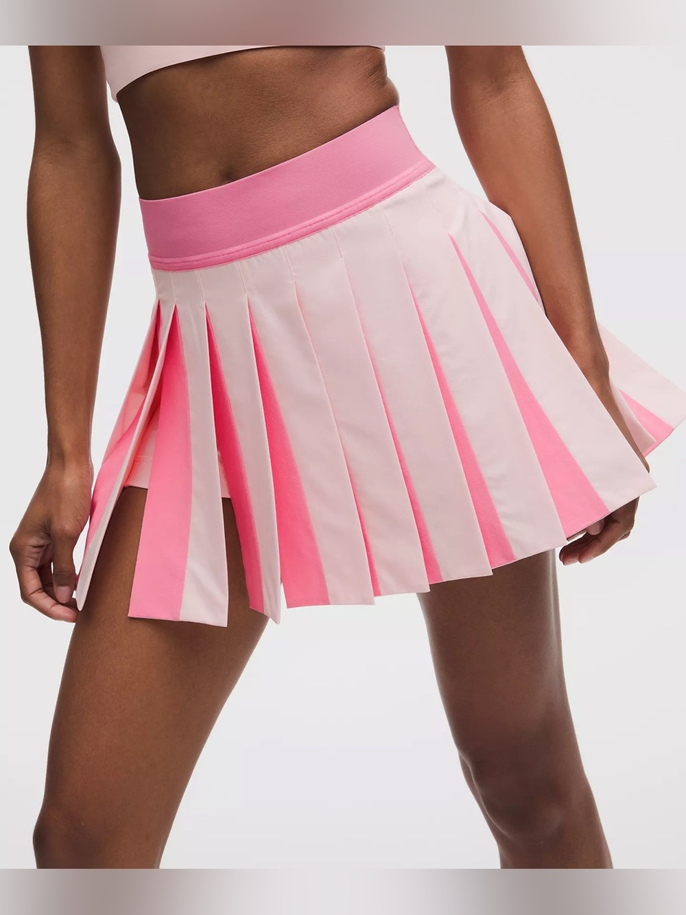 Lululemon Pink Pearl/Candy Cloud Peek-A-Boo Pleat Mid-Rise Tennis Skort Skirt XS